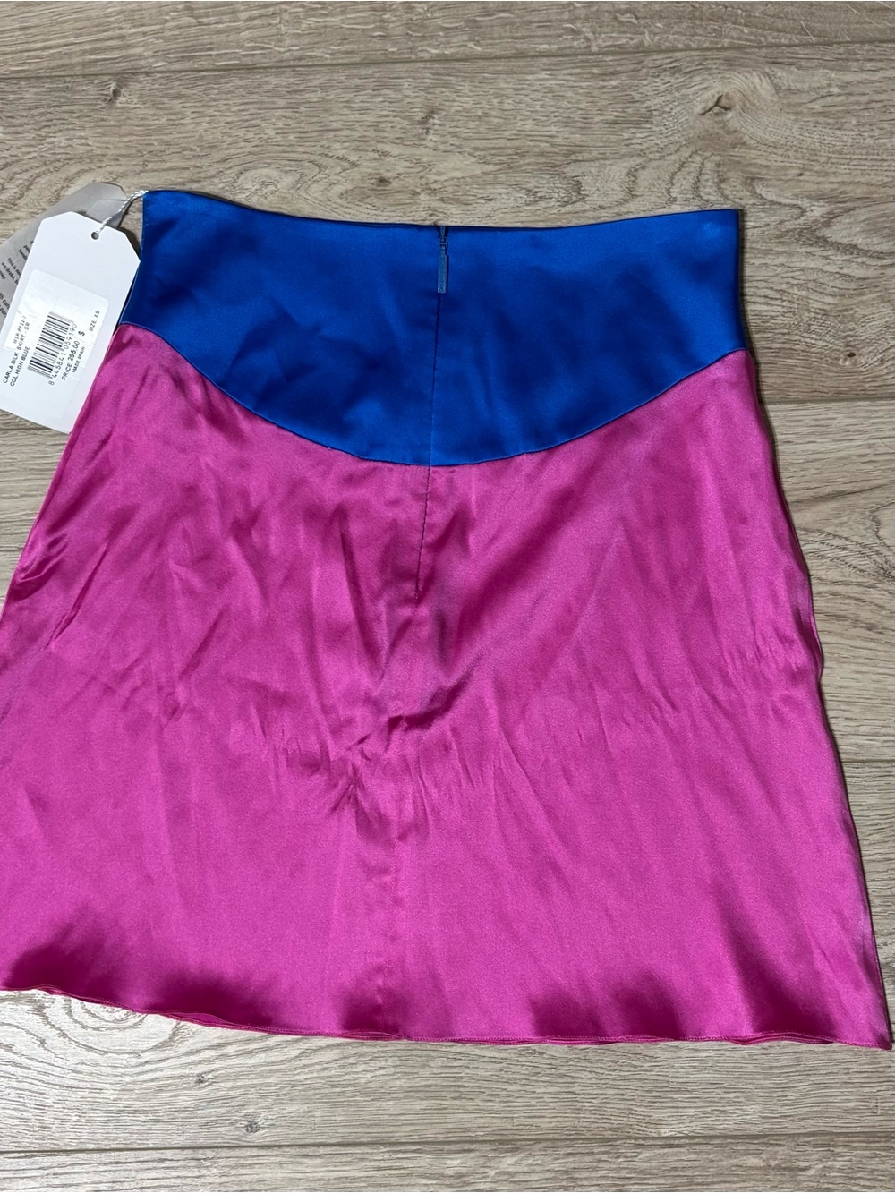 Adriana Iglesias Colorblock Satin Mini Skirt - Pink and Blue